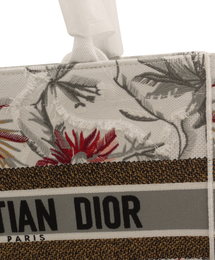 Christian Dior Book Tote Velvet Mizza Embroidery Canvas White